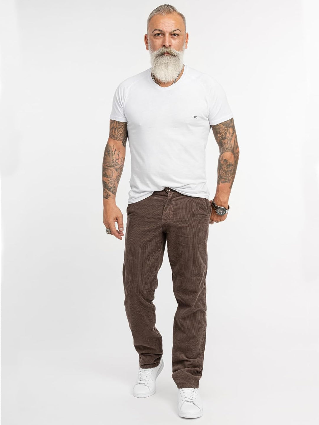 Rock Creek Herren Cord Hose Regular Fit Chino Hose RC-2156 29W / 30L Mocca, 29W / 30L Mocca