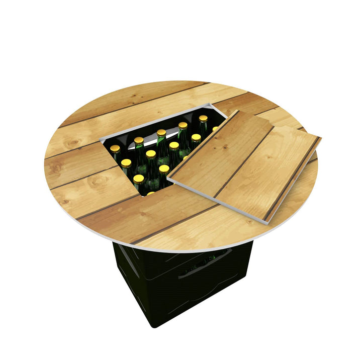 Vispronet Bierkastentisch Holz ✓ mobiler Aufsatz für Bier- & Getränkekästen ✓ Deckel zur Getränkeent