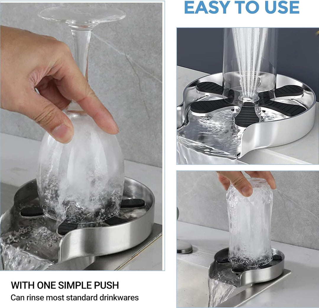 Edelstahl Gläserspüler, Automatische Glasspüler Waschbecken, Metall-Küchenspüle Tassenspüler Zubehör