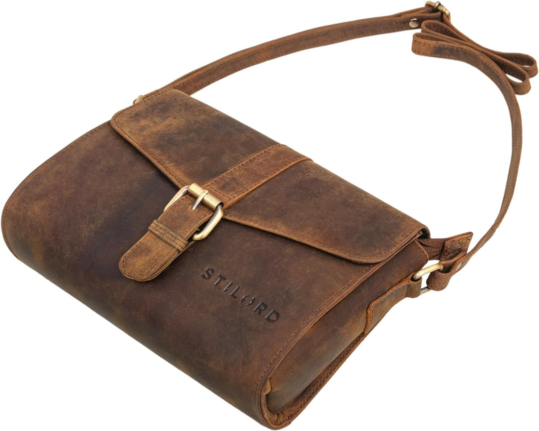 STILORD 'Elora' moderne Umhängetasche Damen klein Leder Handtasche Crossbody Damen Abendtasche Vinta