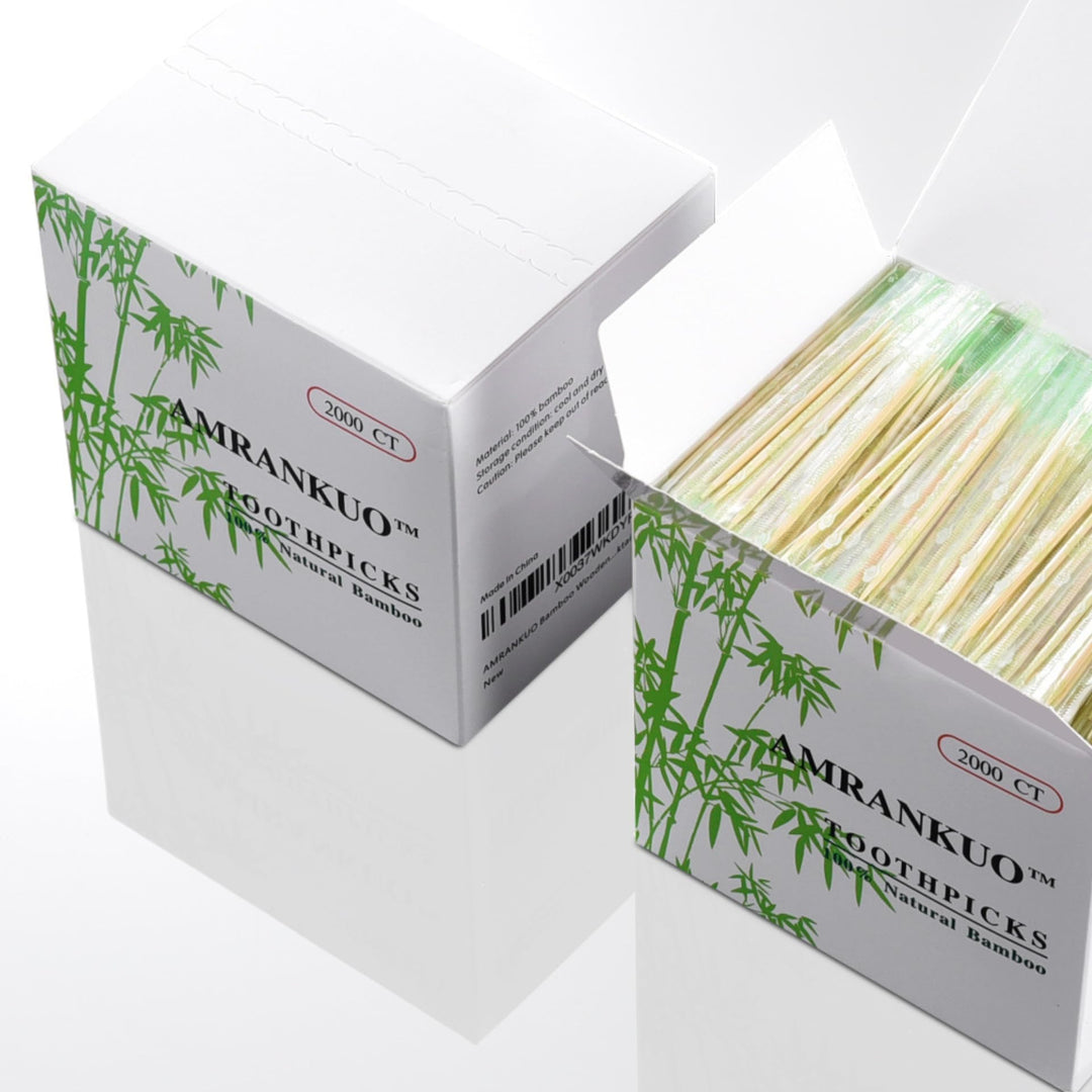 Bambus-Zahnstocher aus Holz mit einzeln verpackter Verpackung, runde Zahnstocher, 2000 Stück, gut fü