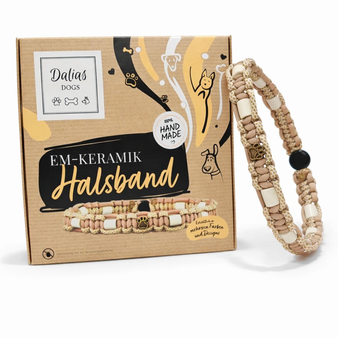 EM-Keramik-Halsband für Hunde & Katzen - Massanfertigung EM-Band Original US-Paracord (51-60 cm, Bei
