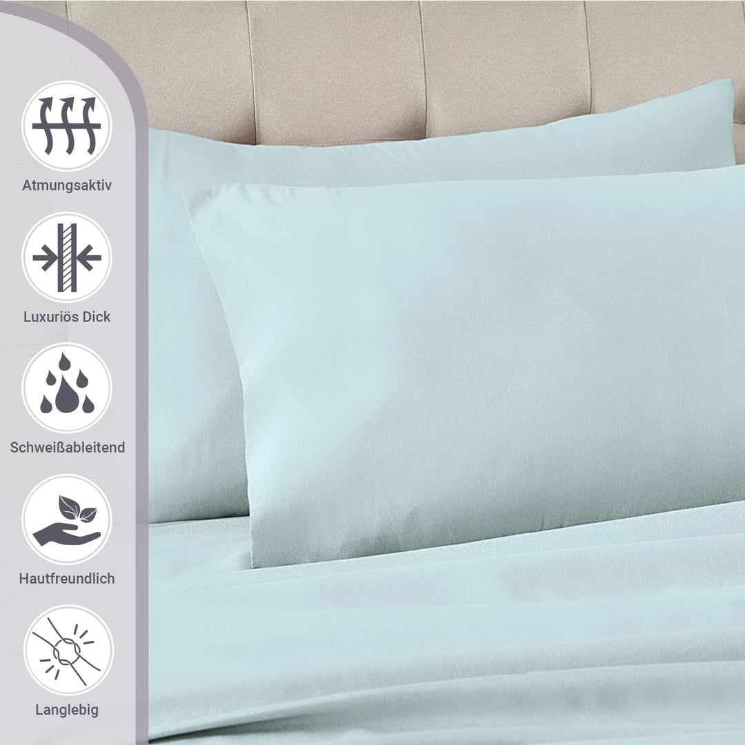 Pizuna Luxuriöser Soft-Satin 2er Pack Kissenbezug 40 x 80 cm Baby blau, 800 Fadenzahl Baumwolle Quad