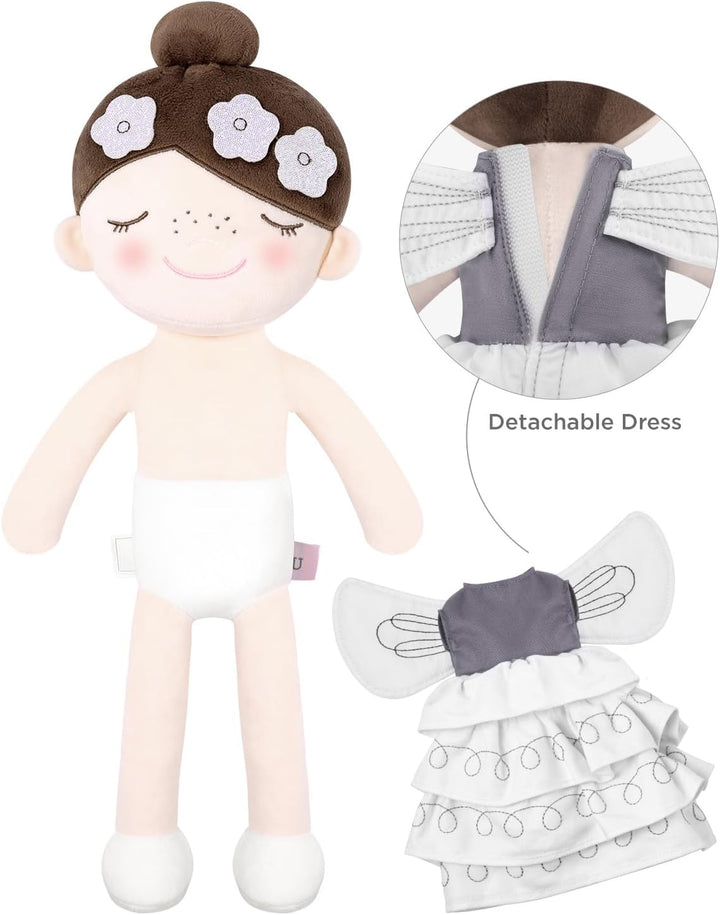 GAGAKU Weiche Stoffpuppe 40cm Schutzengel Puppen, Taufgeschenk für Baby Mädchen mit Flügeln Kuschelt