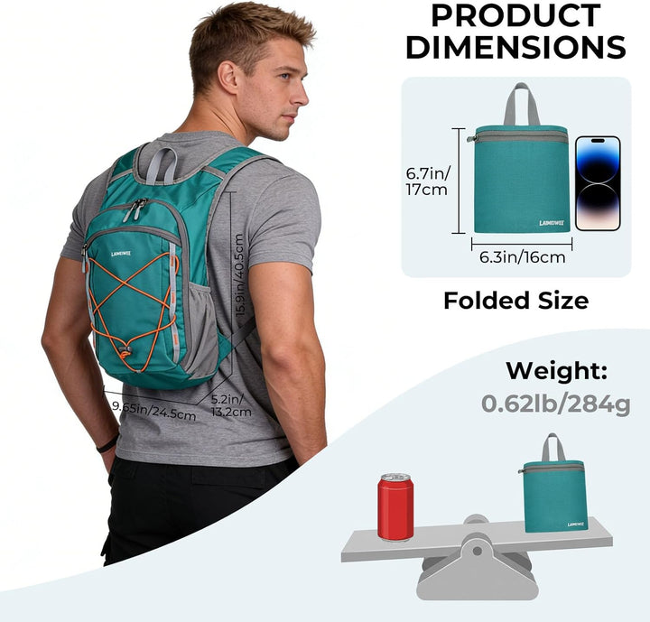 Wanderrucksack Klein 13L Faltbarer Rucksack Damen Herren Tagesrucksack Daypack Ultraleicht Trekkingr
