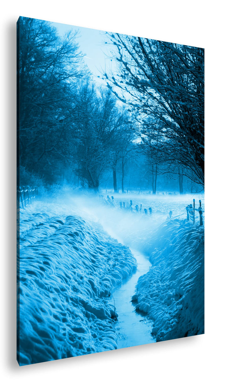 deyoli bezaubernde Winterlandschaft Format 80x60 Effekt: Monocrome Blau als Leinwandbild, Motiv fert