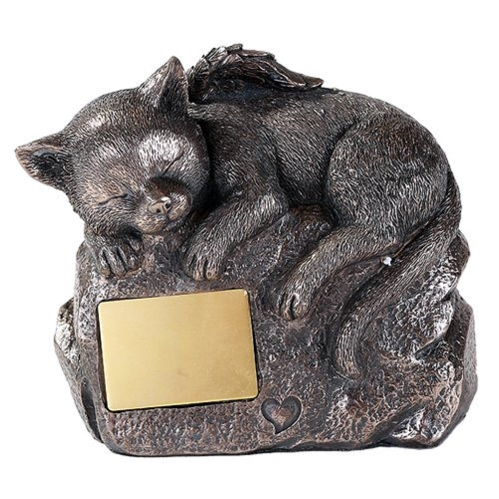 Gedenktafel für Haustiere Angel Cat Sleeping Urne Bronze Finish unten Laden 30 kubikzoll