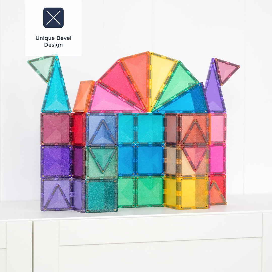 CONNETIX Magnetische Fliesen Glitzer Schloss Paket, 48 Stück
