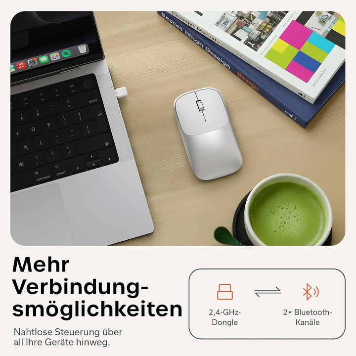 SATECHI Slim EX Kabellose Computermaus, Multi Device Bluetooth & 2,4-GHz für macOS, Windows, iPadOS