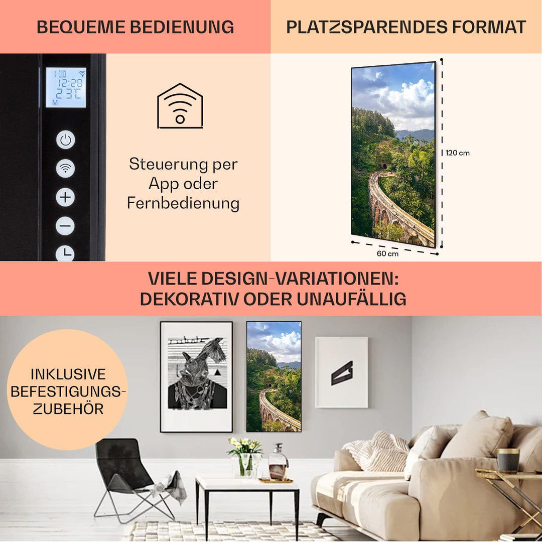 Klarstein Infrarotheizung mit Thermostat, 700W Elektroheizung, Smart Home Bild-Infrarotheizung zur W