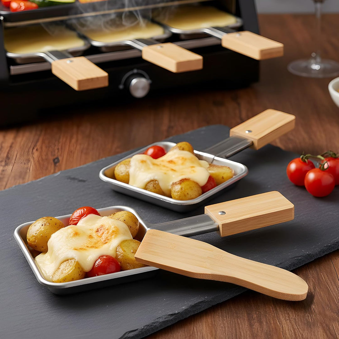 Quadratische Form Edelstahl Keine Beschichtung Mini Raclette GrillPfanne Käse Pfanne Raclette Ersatz