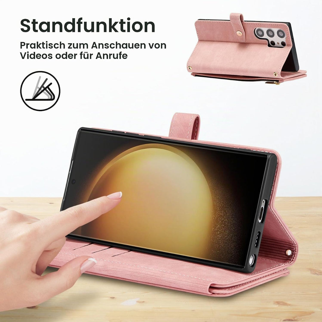ZCDAYE Hülle für Samsung Galaxy S22 Ultra mit Band Handykette, Leder Samsung S22 Ultra Handyhülle Ha