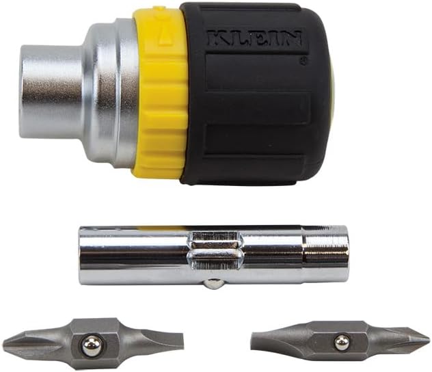 Klein Tools 32593 Ratschen-Schraubendreher, schwarz, 6-in-1, US-Grössen Bit-Konfiguration 1, Bit-Kon