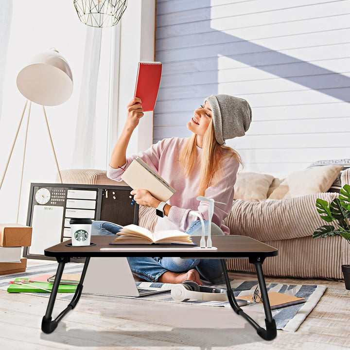 A3A ACADGQ Laptoptisch, Laptop Betttisch Klappbar, Bett Tisch mit 4 USB Ladeanschluss, Schublade, Ta