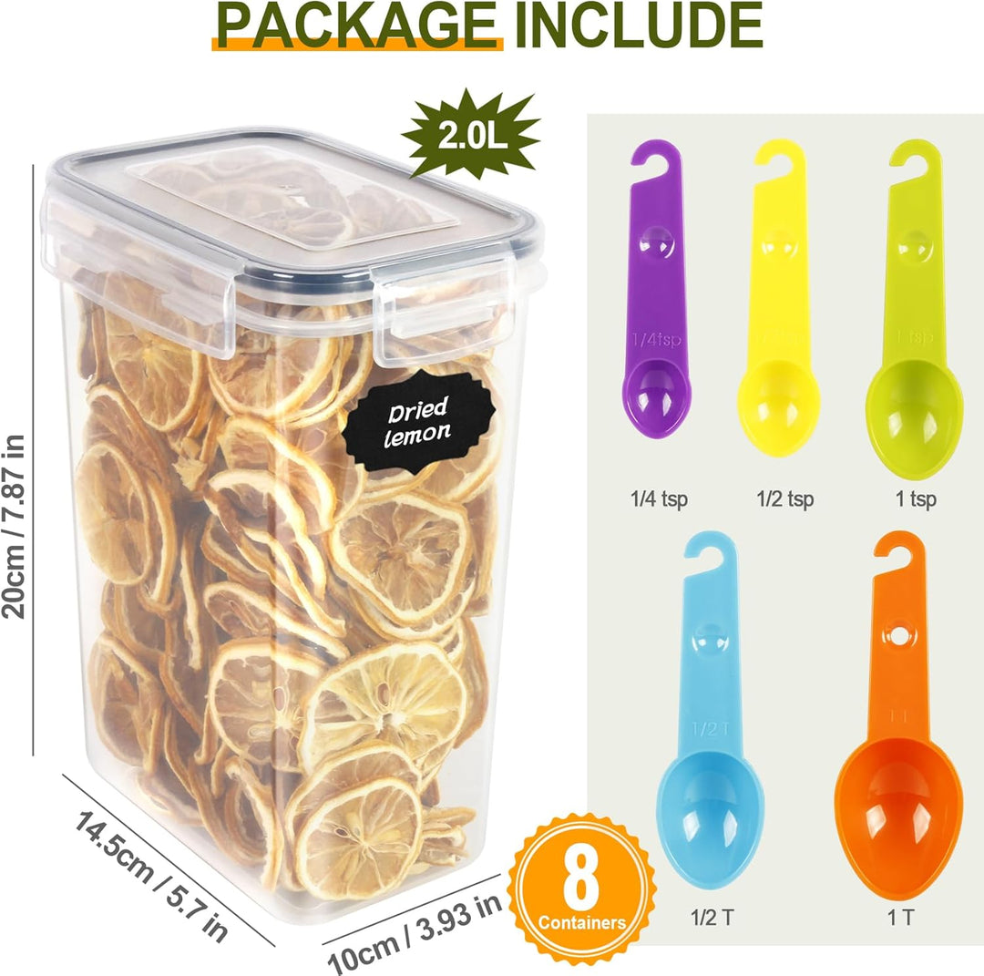 Cinnani 2L Vorratsdosen Set, Satz mit 8 Vorratsdosen mit Deckel Luftdicht, Müsli Schüttdose & Frisch
