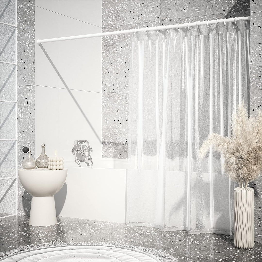 Aquabad® Hastaflex Teleskop 190-300 cm Duschvorhangstange ohne Bohren, Weiss, für Dusche und Fenster
