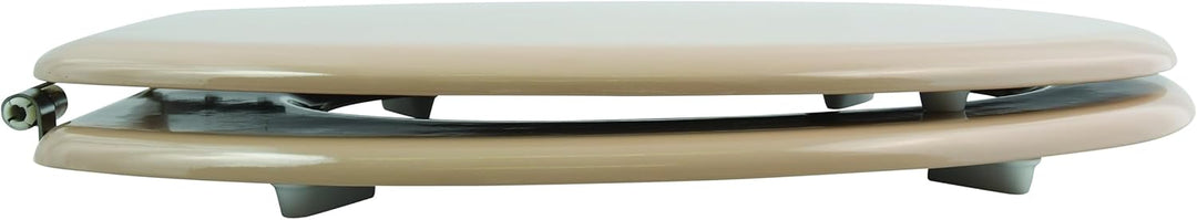 MSV - CLÉO MDF-WC-Sitz - Edelstahlscharniere - Glänzend - Ø 370 x 450 mm - Beige - Eleganz und Komfo