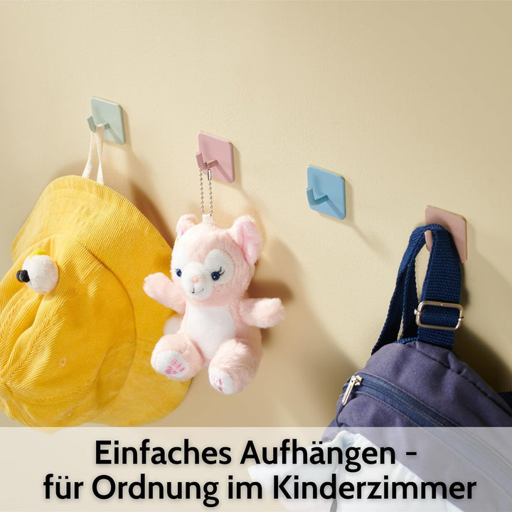 DEKAZIA® 8 Kleiderhaken Kinder blau | Garderobenhaken Kinder Kindergarderobe Haken Kindergarderobe H