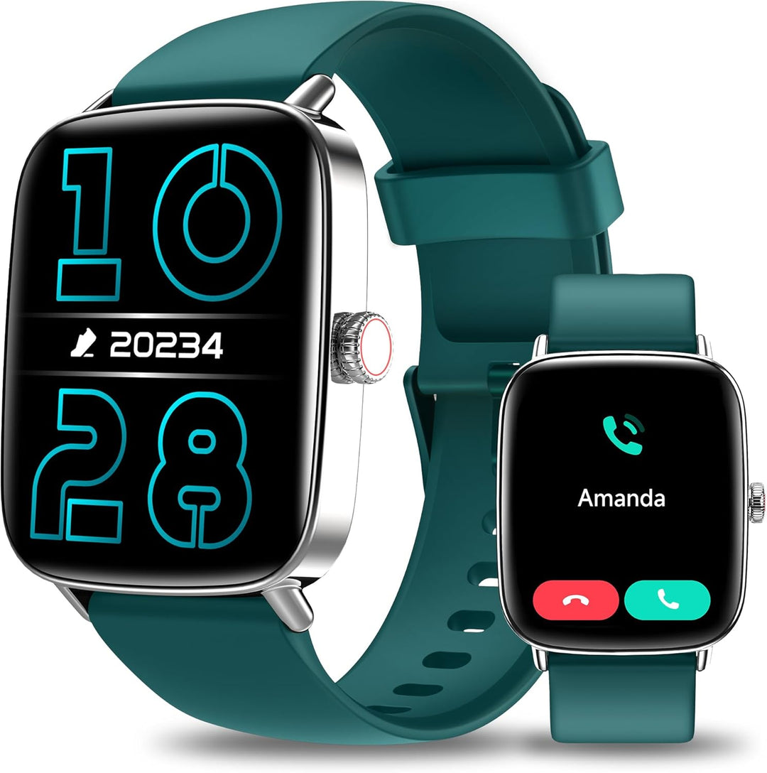 Smartwatch Herren Damen mit Telefonfunktion - 1.85" Fitnessuhr Herren mit Herzfrequenz SpO2 Schlafmo