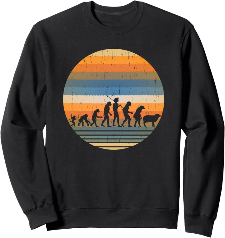 Lustiger Affe zum Schaf, sarkastischer Retro, Evolution des Menschen Sweatshirt