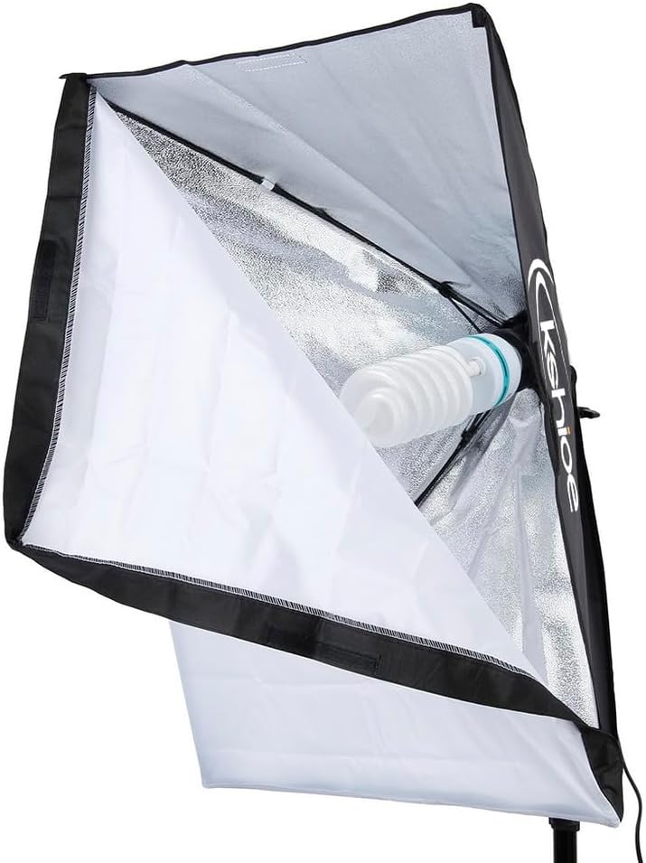 Bonnlo KS01 Fotostudio Set mit Softbox, Regenschirmen und Fotoleinwand Hintergrund – 5-in-1 Reflekto