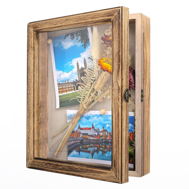 3D Bilderrahmen Zum Befüllen 25x20 cm, Objektrahmen Holz zum Aufhängen oder Stehend, Bilderrahmen Ti