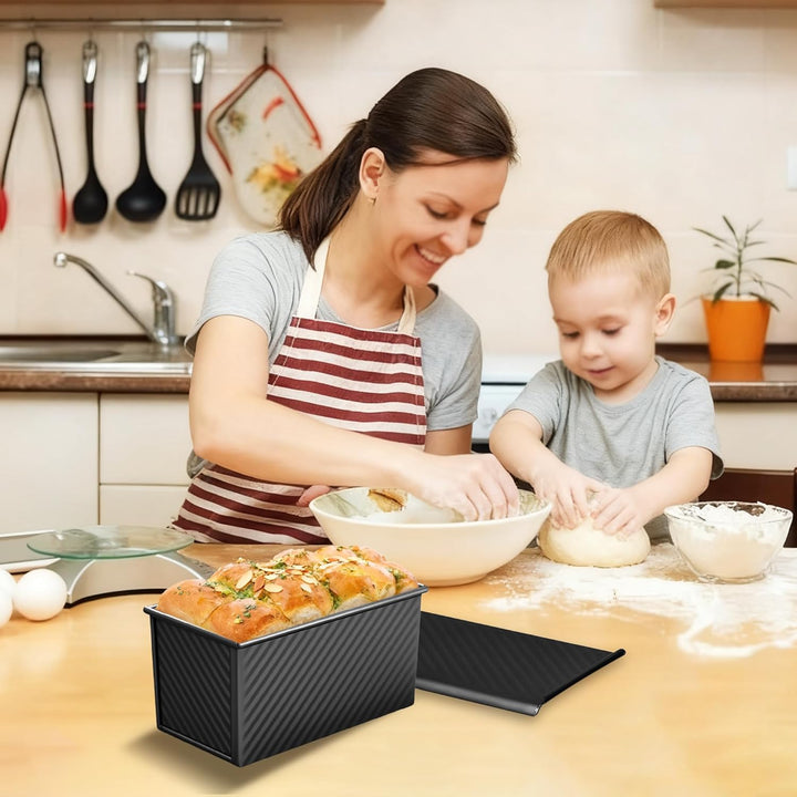 2 Stück Brotbackform mit Deckel, Toastbrot Backform mit Deckel, 450g (1lb) Antihaft Brotform Kastenf