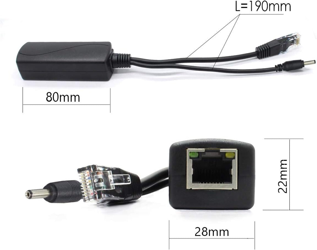 ANVISION 4er Pack 5V PoE Splitter, Adapter von 48 V auf 5 V, 2,4 A, Stecker 3,5 mm x 1,35 mm, 5,5 mm