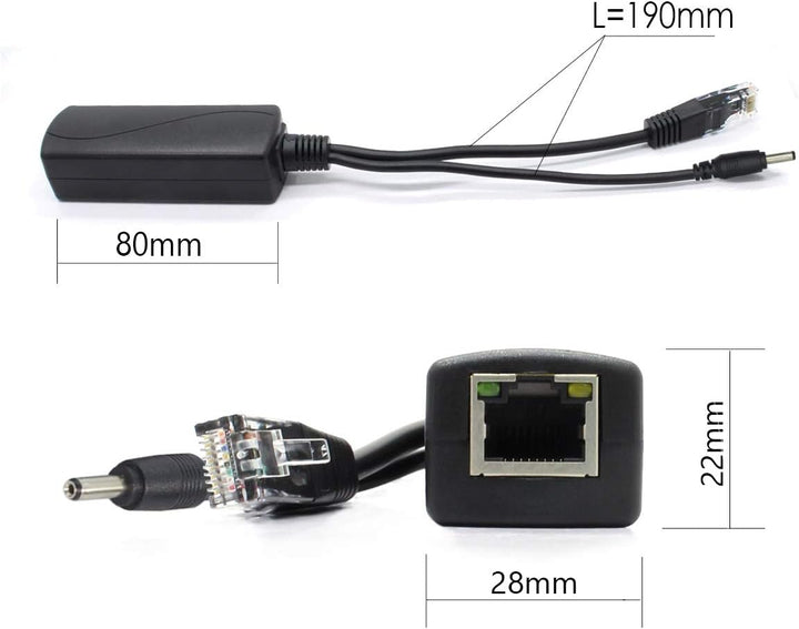 ANVISION 4er Pack 5V PoE Splitter, Adapter von 48 V auf 5 V, 2,4 A, Stecker 3,5 mm x 1,35 mm, 5,5 mm