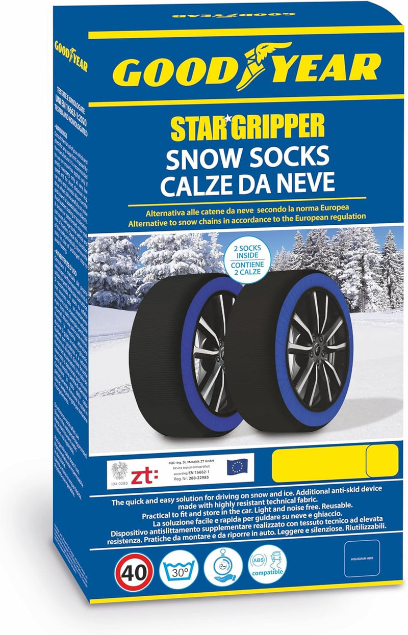 Goodyear Star Gripper Schneeketten zugelassen Italien EN 16662-1:2020 Zwei Schneeketten aus Stoff fü