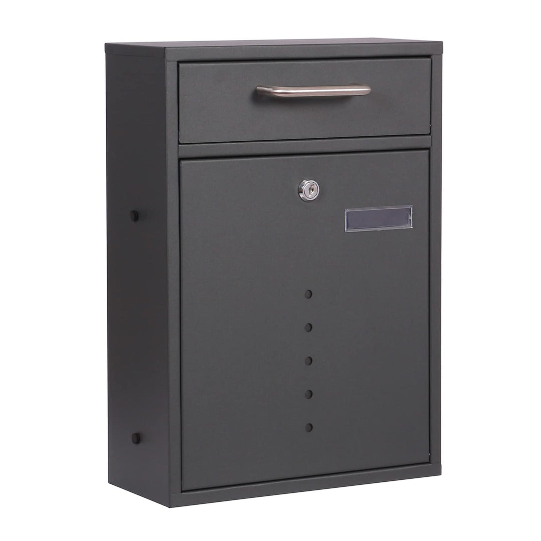 Briefkasten V51 in Anthrazit Postkasten abschliessbarer Wandbriefkasten mit Sichtfenstern Box, Anthr