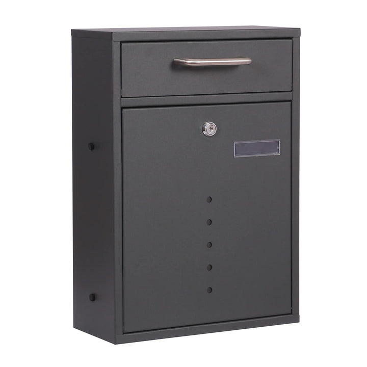 Briefkasten V51 in Anthrazit Postkasten abschliessbarer Wandbriefkasten mit Sichtfenstern Box, Anthr