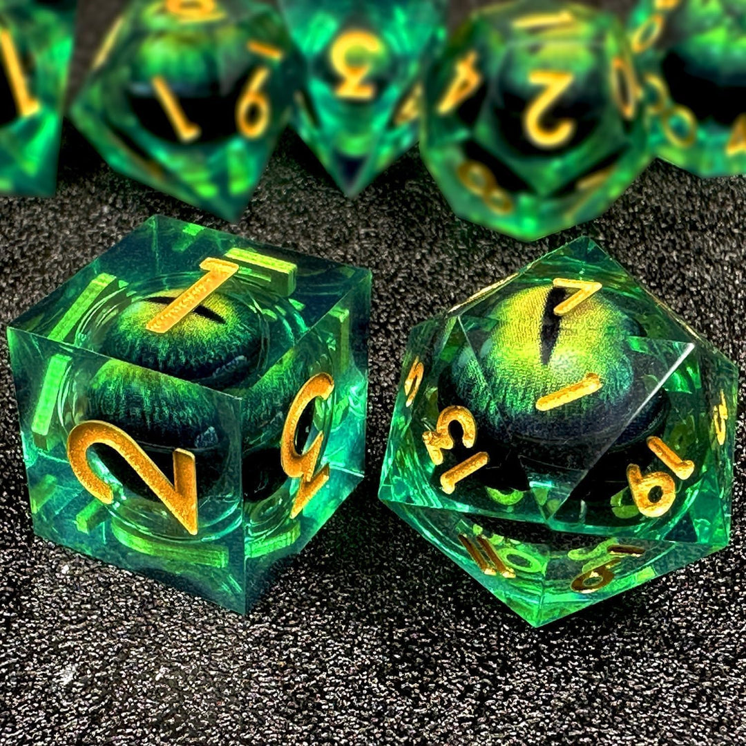 Power Beast Dungeon Würfel Set Rotierendes Drachenauge, 7 Rollenspiel Würfel, Polyedrische Würfel Se