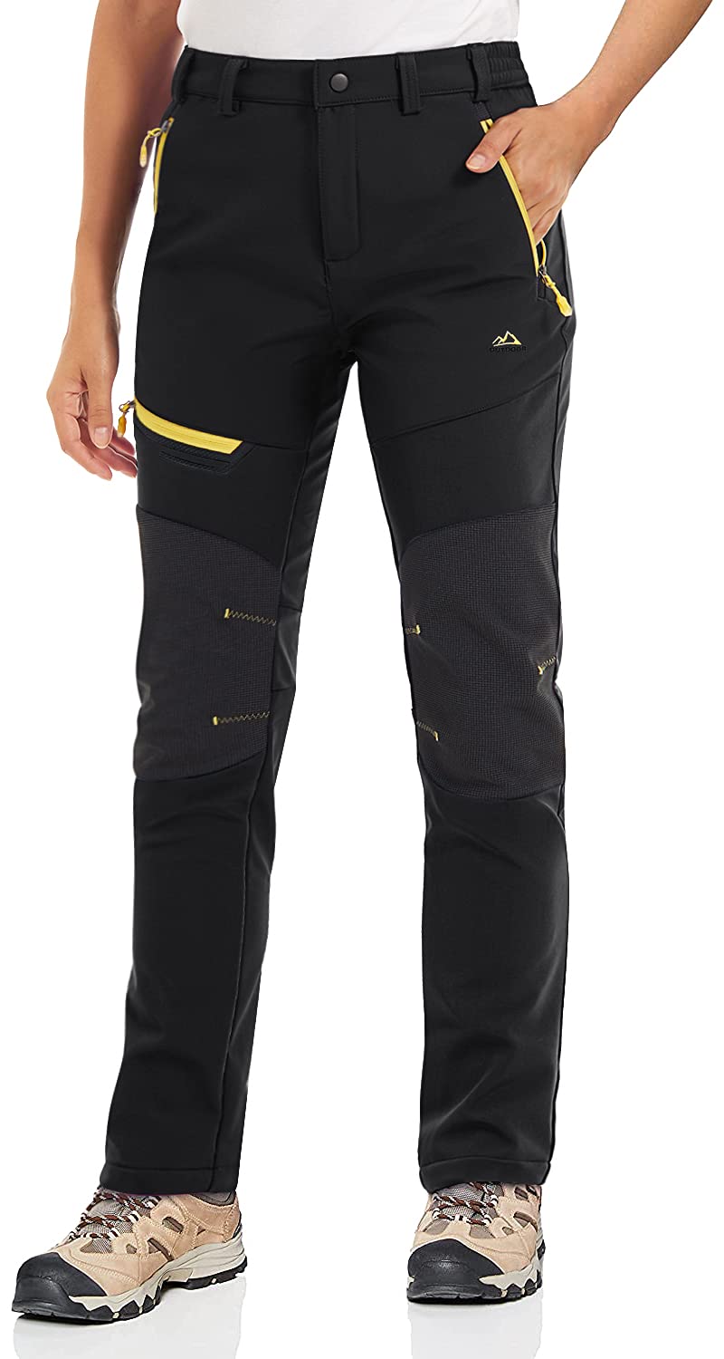 DOKASIN Damen Winter Fleece Hose Warme Gefüttert Winter Hose Winddicht Wasserdicht Hose Damen Softsh