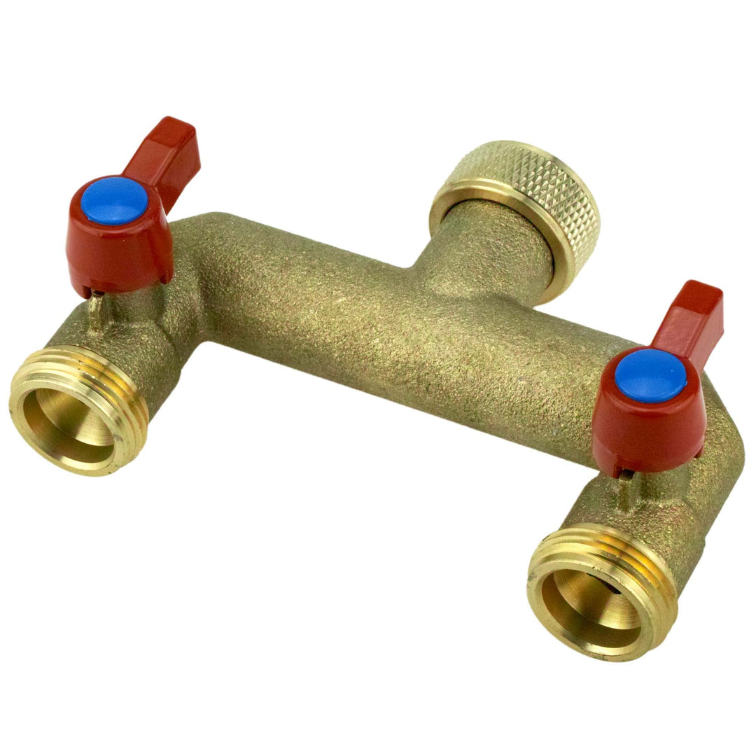 2-Wege Verteiler Wasseranschluss 3/4"IG - 2x3/4"AG Anschluss von 2 Geräten 2-fach Ventile