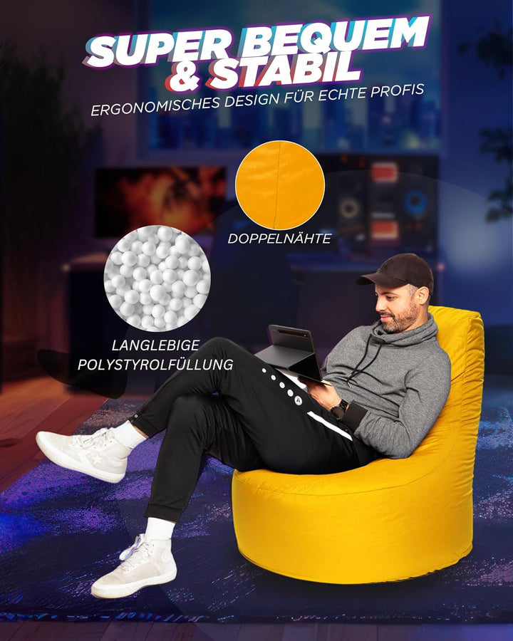PATCH HOME Gamer Sessel mit Reissverschluss Lounge Kissen Sitzsack Sitzkissen Bean Bag In & Outdoor