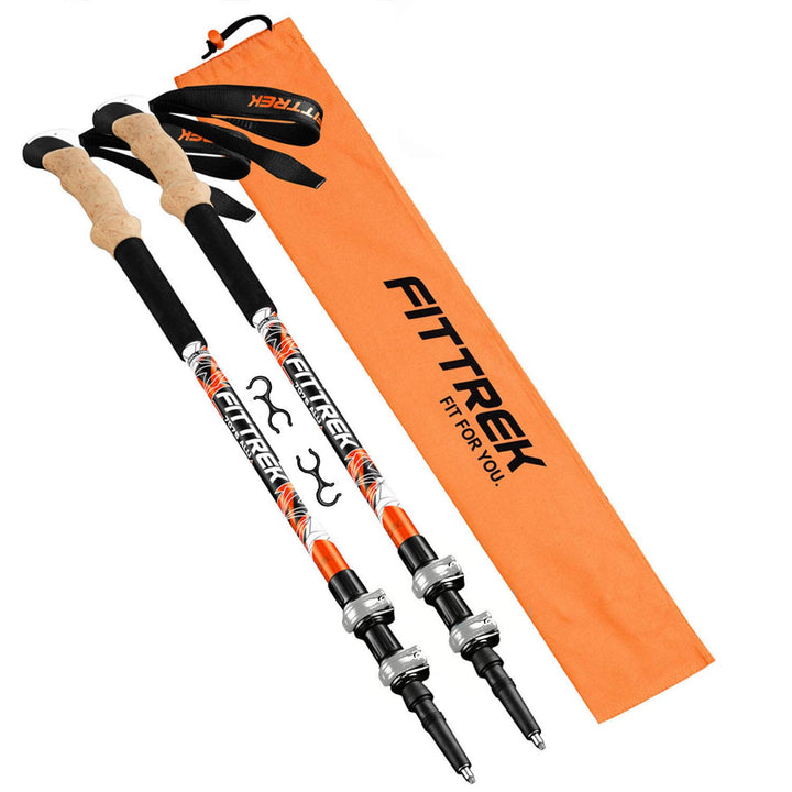 FitTrek Wanderstöcke Kork - Trekkingstöcke - Walking Stöcke Teleskop Verstellbar Leicht für Damen, H