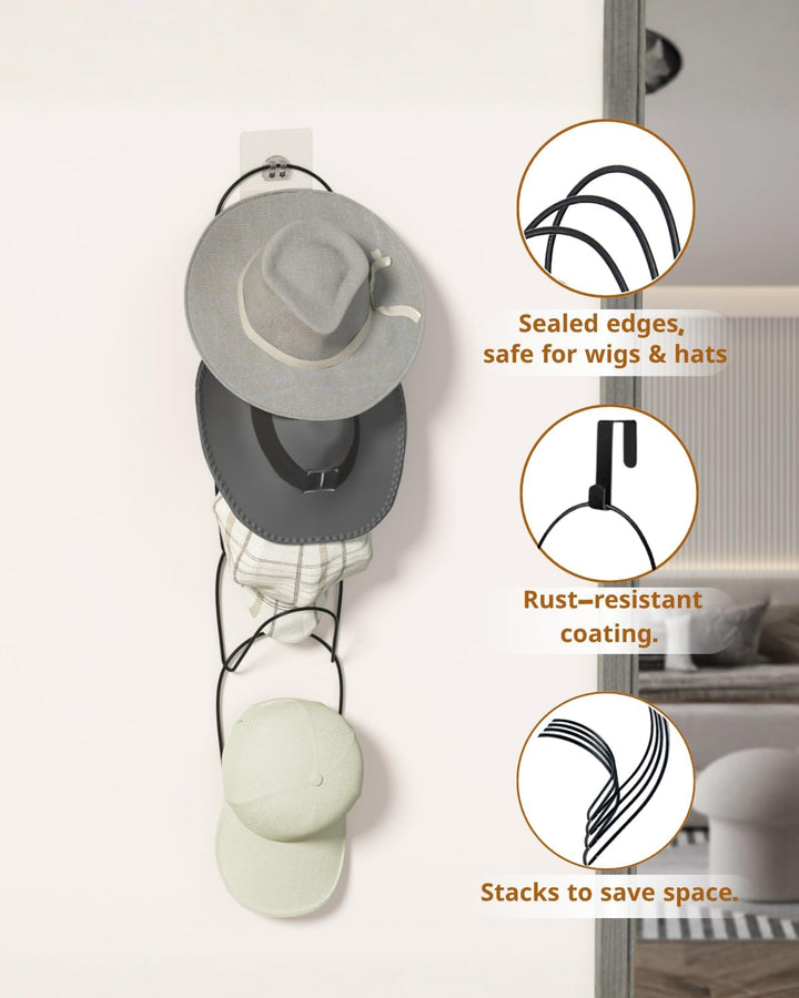LINFIDITE Cap Halter Tür Hut Racks, Baseball Cap Halterung Schrank hängende Einstellbare Huthalter,f