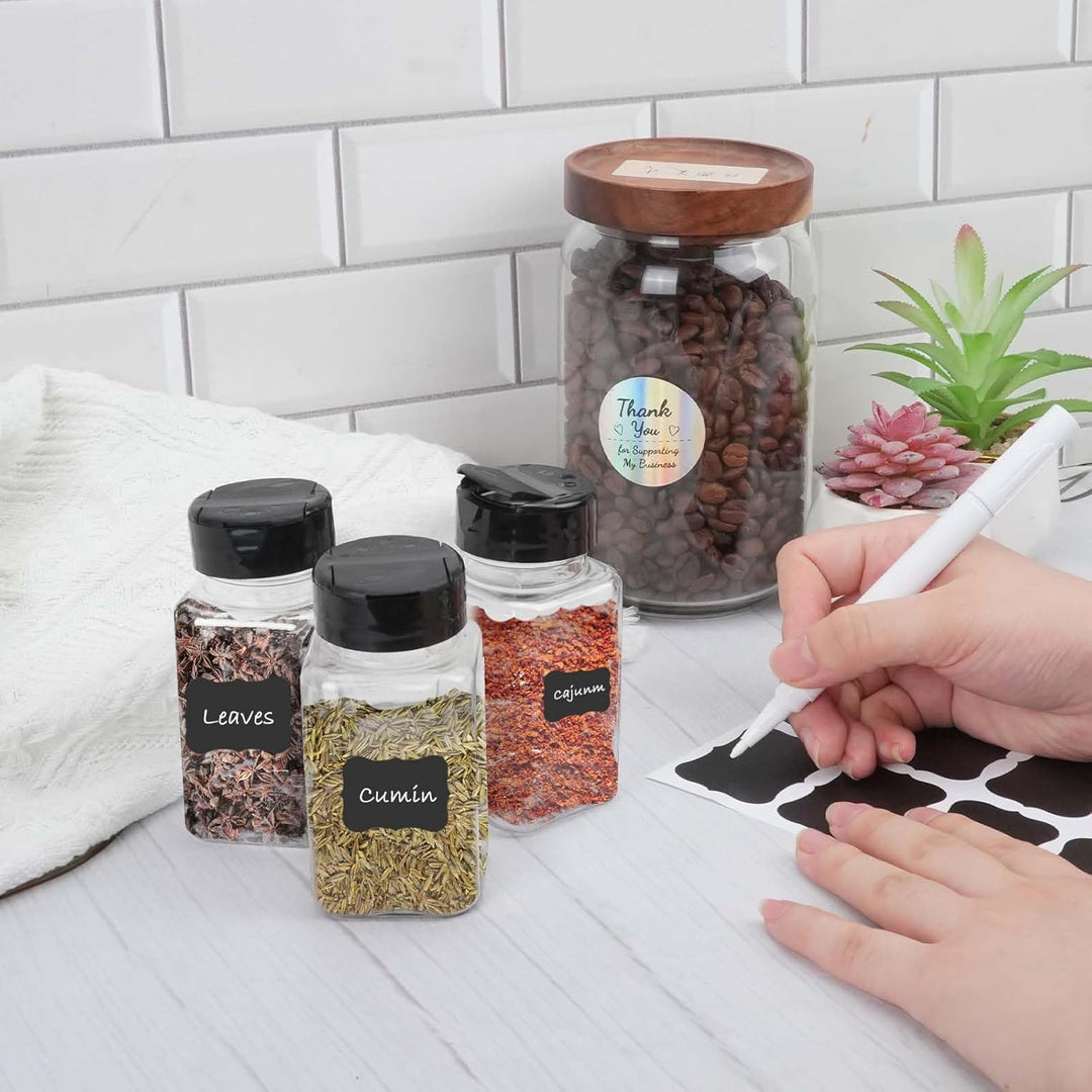 28 PCS Gewürzstreuer Kunststoff mit zwei Öffnungen, 130ML Gewürzbehälter mit Etiketten, Stift, Trich