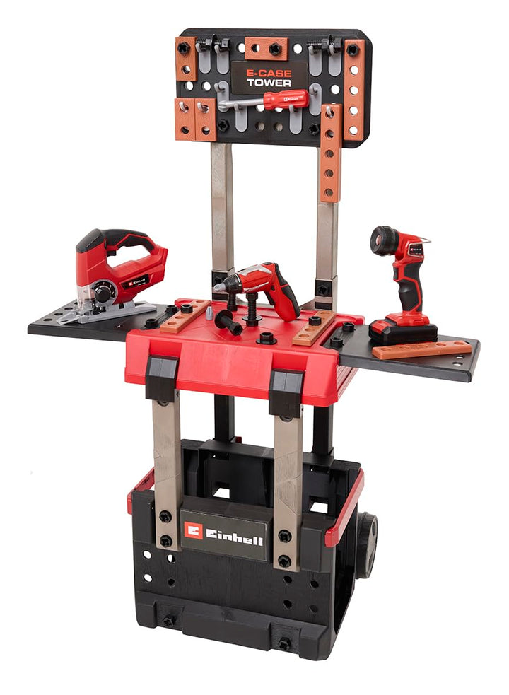 Einhell E-Case Werkbank 110-tlg., inkl. Mini-Schrauber, Stichsäge, Akku-Lampe und reichlich Zubehör,