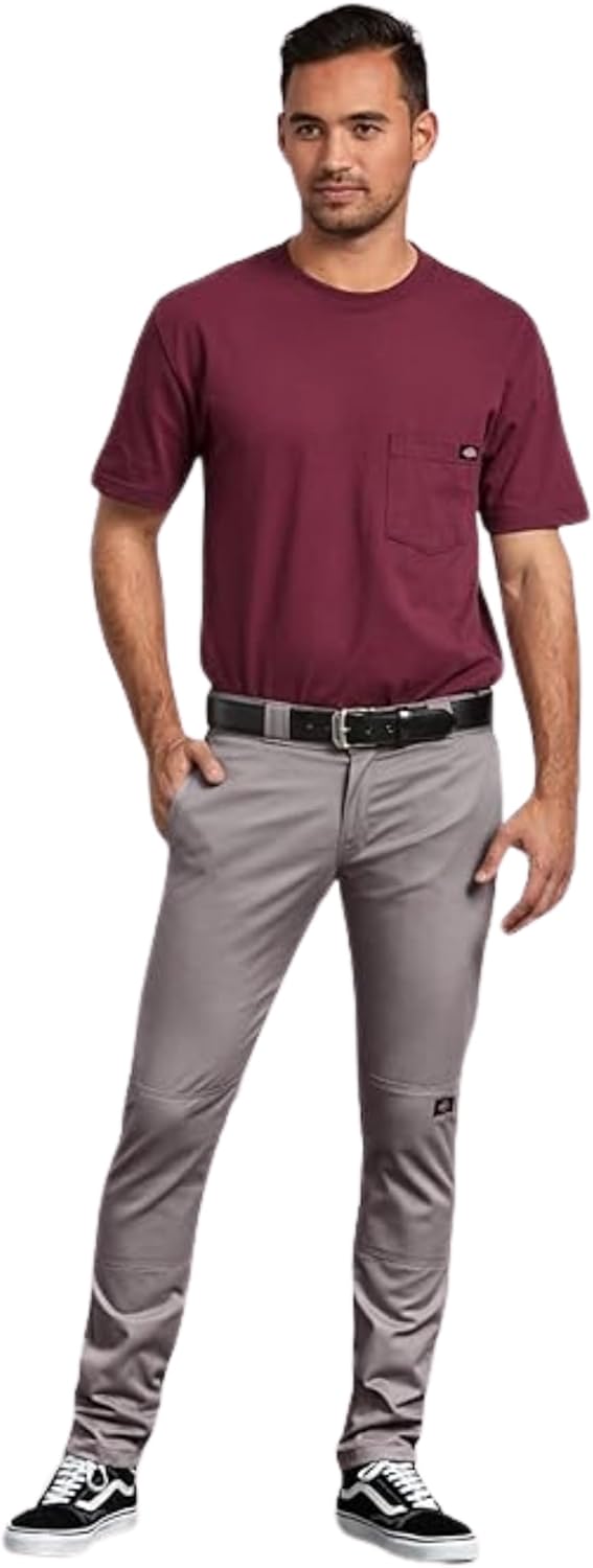 Dickies, Herren, Doppelknie-Arbeitshose, enge gerade Passform 28W / 30L Silber, 28W / 30L Silber