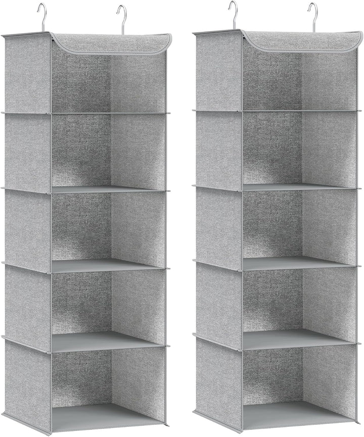 SONGMICS Hängeorganizer, 2er Set, Schrank-Organizer, Hängeregal, Hängeaufbewahrung, faltbar und plat