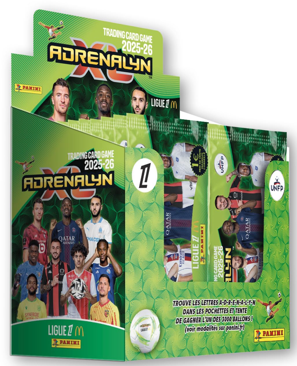 Panini Adrenalyn Ligue 1 McDonald's 2025-2026 Trading Cards Game Box mit 50 Hüllen
