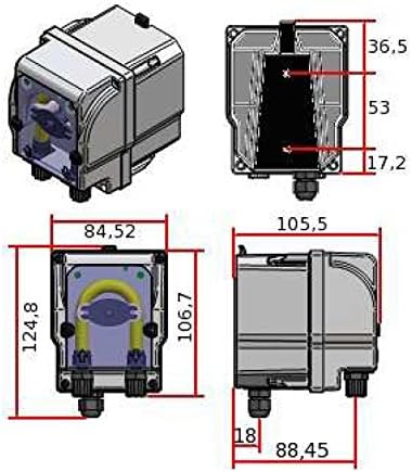 Dosierpumpe, Schlauchpumpe PVG 230V regelbar 0,9-4 l/h mit Betriebsanzeige und