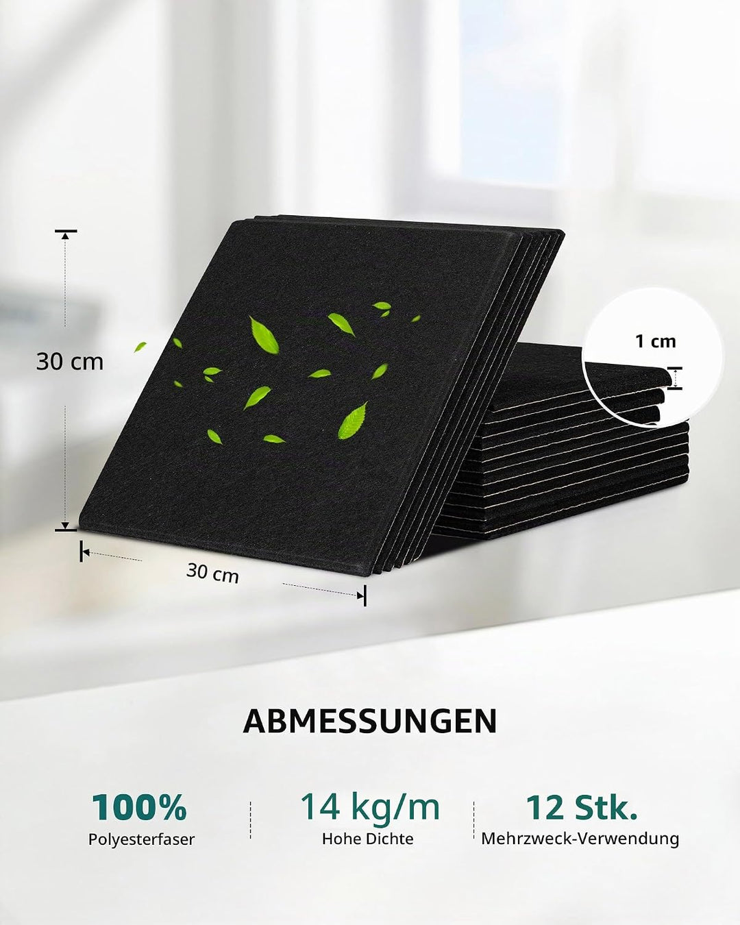 Akustikplatten Selbstklebend 18St., JAMELO Hohe Dichte Schallabsorber Akustikpaneele 30x30x1 cm für