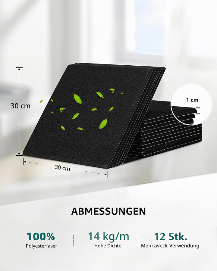 Akustikplatten Selbstklebend 18St., JAMELO Hohe Dichte Schallabsorber Akustikpaneele 30x30x1 cm für