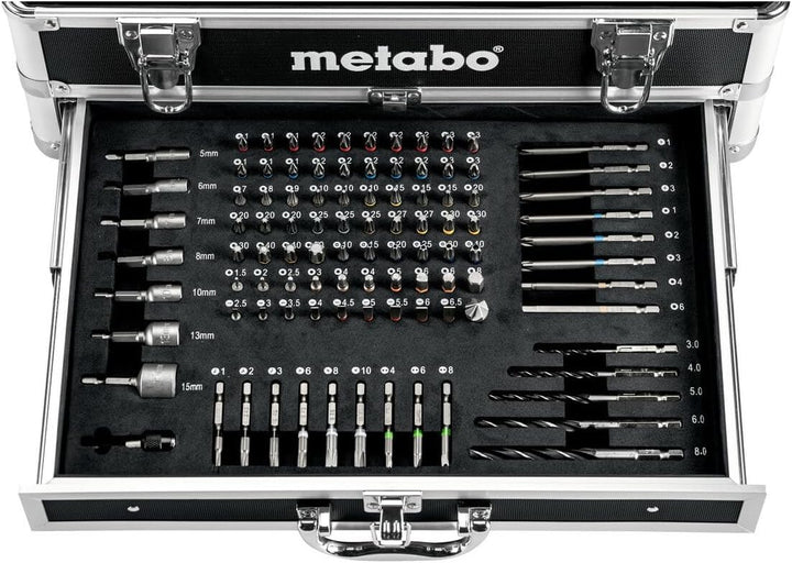 Metabo Werkzeuge 18 V Farbe Grosses Set mit Aluminium Werkzeugkoffer 2 x 2Ah Akku &amp; viel Zubehör