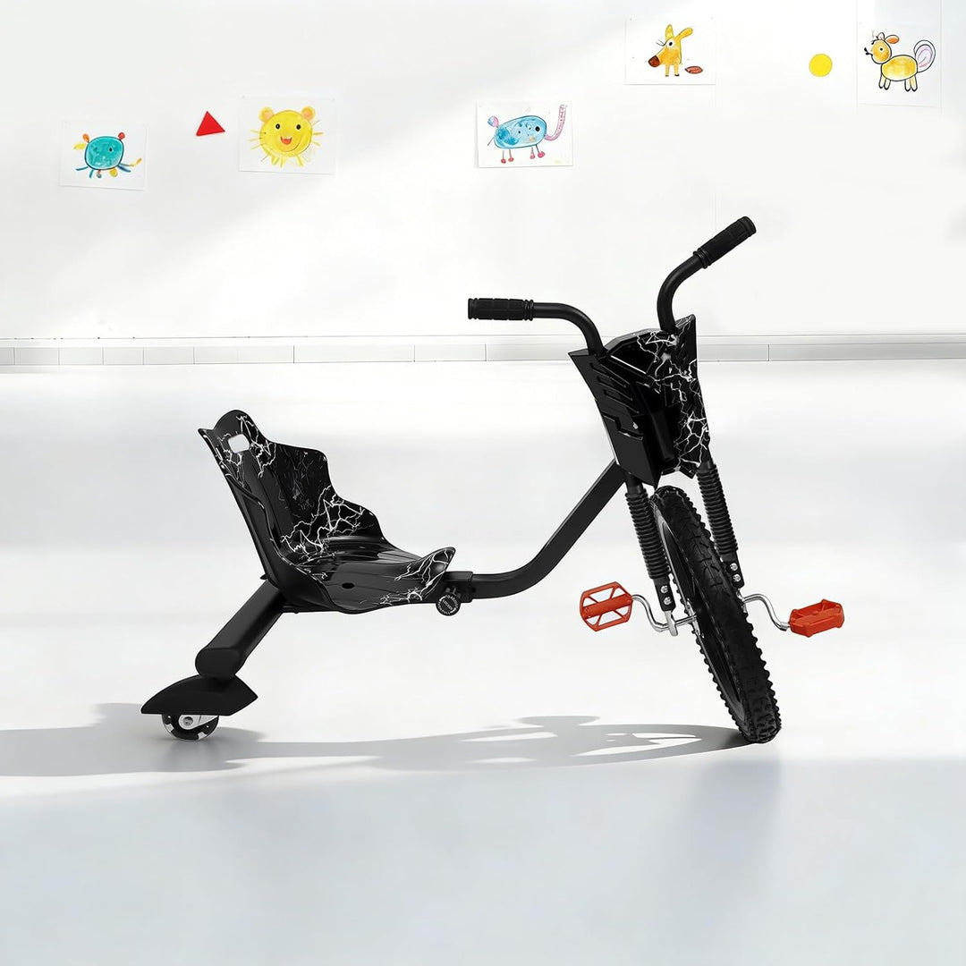 Kinder Drift Dreirad Drift Kinderfahrzeug ab 6 Jahren,Tragkraft 80kg,4-Fach Sitzverstellung,40cm Gum