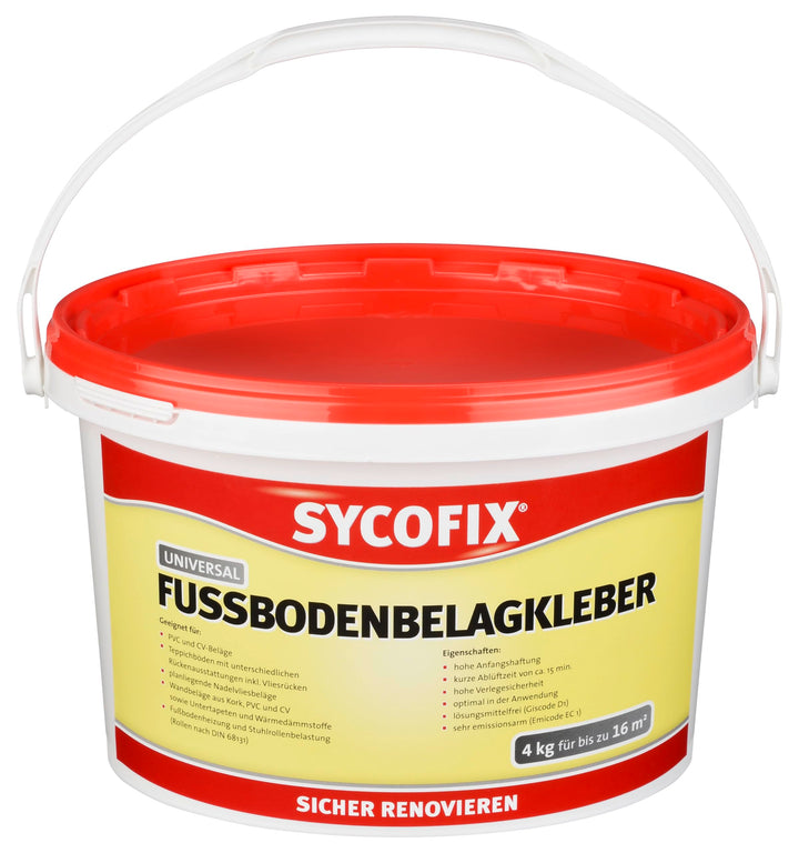 Universal Fussbodenbelagkleber 4 kg, gebrausfertig lösemittelfrei für PVC und CV Beläge, Teppichböde