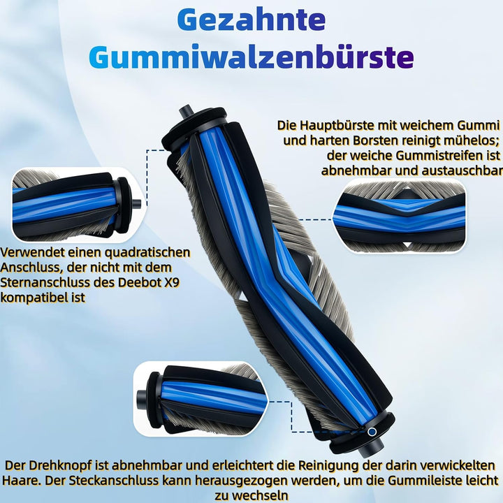 Bluearks 19 Stück Zubehörset für Ecovacs Deebot X8 Pro Omni/X8 Omni Saugroboter, 1 Hauptbürste, 4 Fi